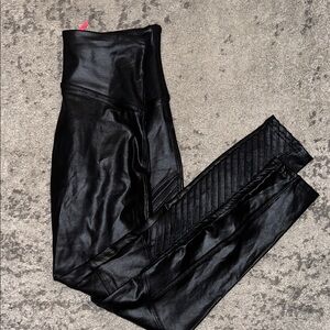 Spanx Black Faux Leather Moto Leggings